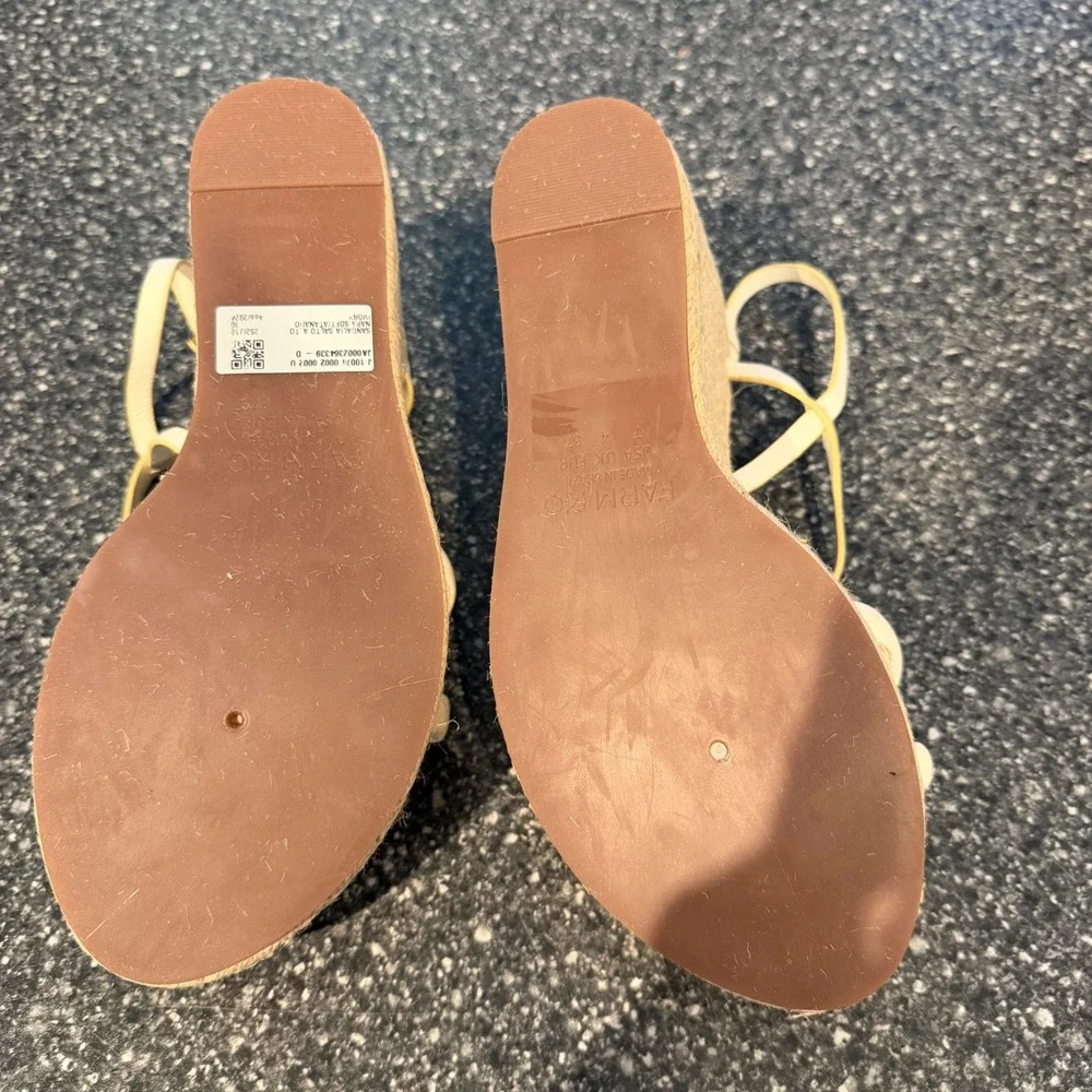 Farm‎ Rio Ivory Sandalia Salto Alto Napa Soft Wedge Espadrille Sandals Size 7